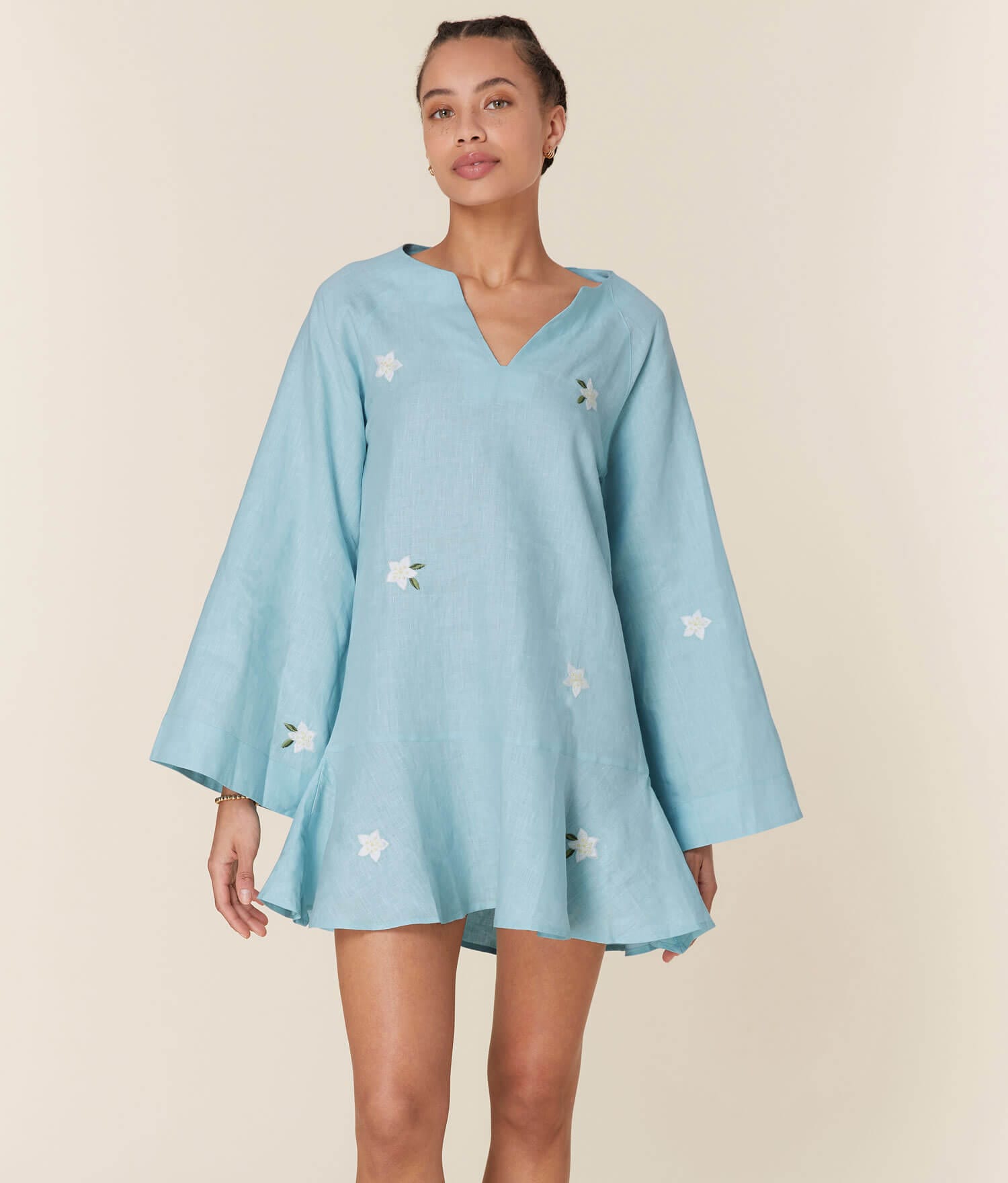 Andie Dress The Serik Mini Dress - Linen - Hydrangea
