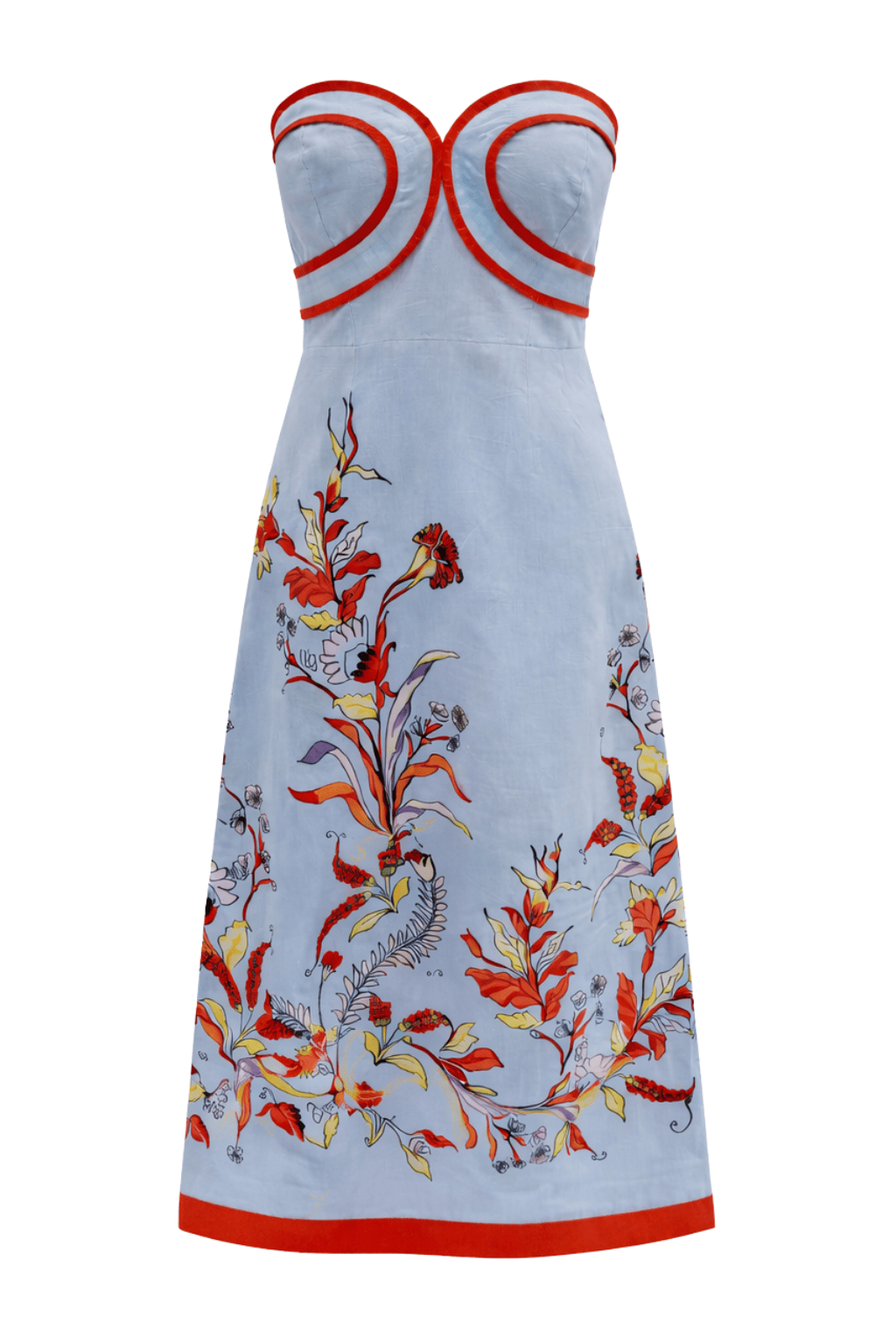 Anna Cate Dress Hayden Seascape Floral Strapless Midi Dress