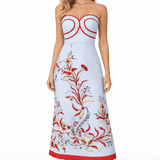 Anna Cate Dress Hayden Seascape Floral Strapless Midi Dress