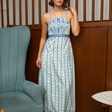 Anna Cate Dress Hunter Cloud Ribbon Stripe Midi Dress