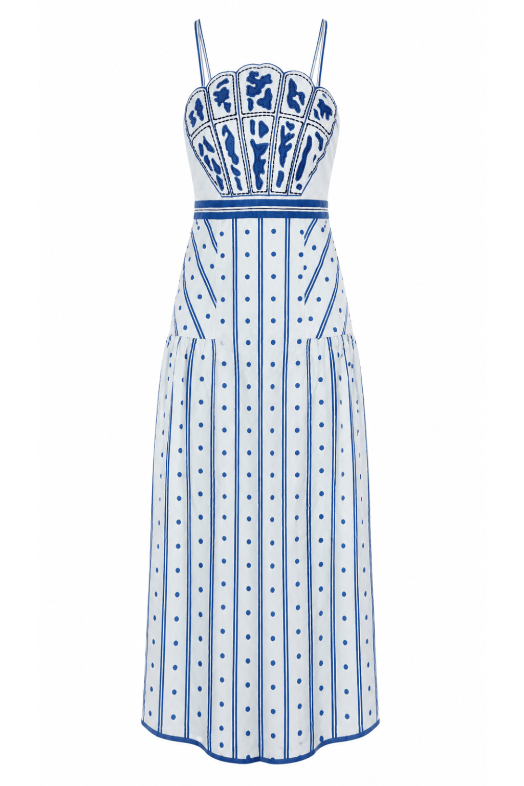 Anna Cate Dress Hunter Cloud Ribbon Stripe Midi Dress