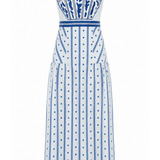 Anna Cate Dress Hunter Cloud Ribbon Stripe Midi Dress