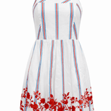 Anna Cate Dress Lora Red Poppy Pinstripe Mini Dress