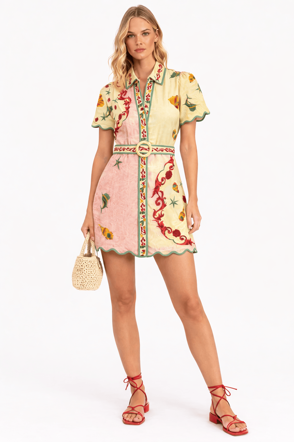 Anna Cate Dress Poppy Blush Shell Mini Dress