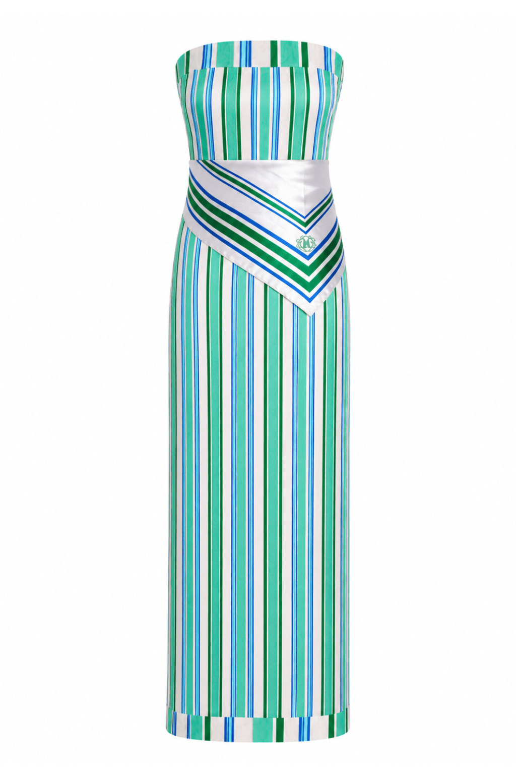 Anna Cate Dress Stella Luca Emerald Stripe Strapless Midi Dress