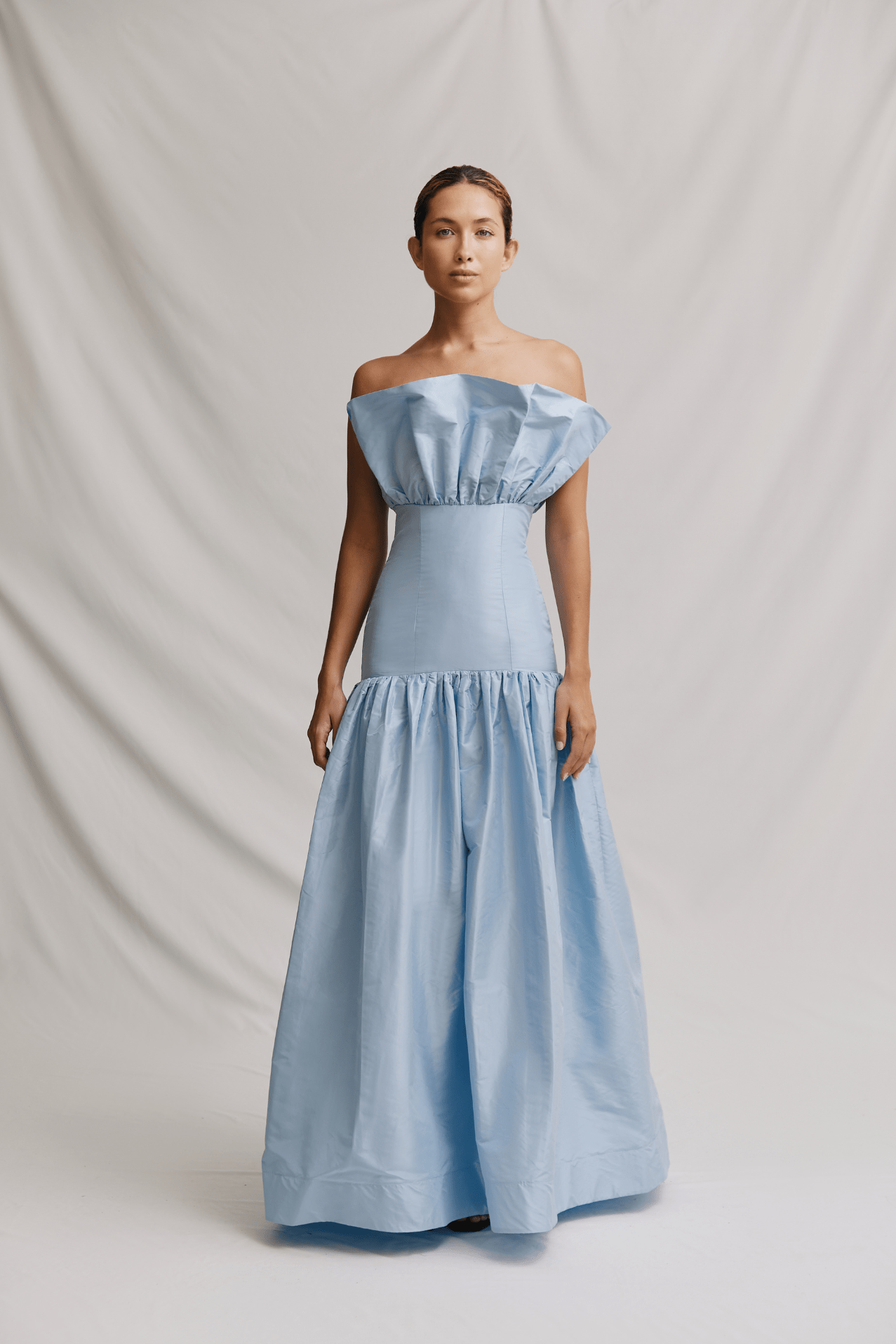 celeste bridesmaid dress TH&TH Celeste Velvet Bridesmaid Dress in Smoke Blue