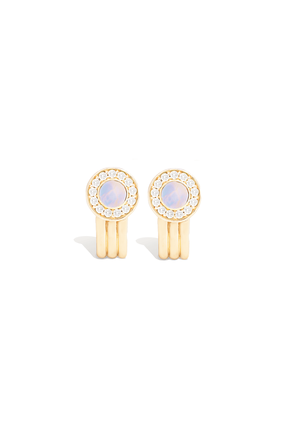 Found Cabochon Huggie Moonstone & Diamond