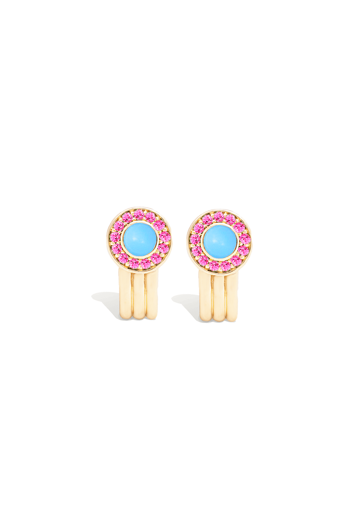 Found Cabochon Huggie Turquoise & Sapphire