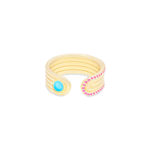 Campbell + Charlotte Found Cabochon Open Ring - Turquoise & Pink Sapphire