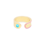 Campbell + Charlotte Found Cabochon Open Ring - Turquoise & Pink Sapphire