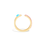 Campbell + Charlotte Found Cabochon Open Ring - Turquoise & Pink Sapphire