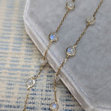 Campbell + Charlotte Found Cabochon Station Necklace - Rainbow Moonstone & Diamond