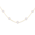 Campbell + Charlotte Found Cabochon Station Necklace - Rainbow Moonstone & Diamond