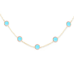 Campbell + Charlotte Found Cabochon Station Necklace - Turquoise & Pink Sapphire