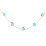 Campbell + Charlotte Found Cabochon Station Necklace - Turquoise & Pink Sapphire