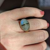 Campbell + Charlotte Found Cap Cocktail Ring - Rainbow Moonstone & Diamond