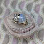 Campbell + Charlotte Found Cap Cocktail Ring - Rainbow Moonstone & Diamond