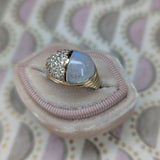 Campbell + Charlotte Found Cap Cocktail Ring - Rainbow Moonstone & Diamond