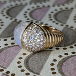 Campbell + Charlotte Found Cap Cocktail Ring - Rainbow Moonstone & Diamond