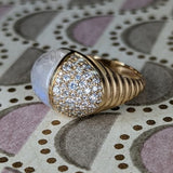 Campbell + Charlotte Found Cap Cocktail Ring - Rainbow Moonstone & Diamond