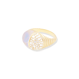 Campbell + Charlotte Found Cap Cocktail Ring - Rainbow Moonstone & Diamond