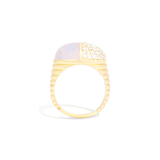 Campbell + Charlotte Found Cap Cocktail Ring - Rainbow Moonstone & Diamond