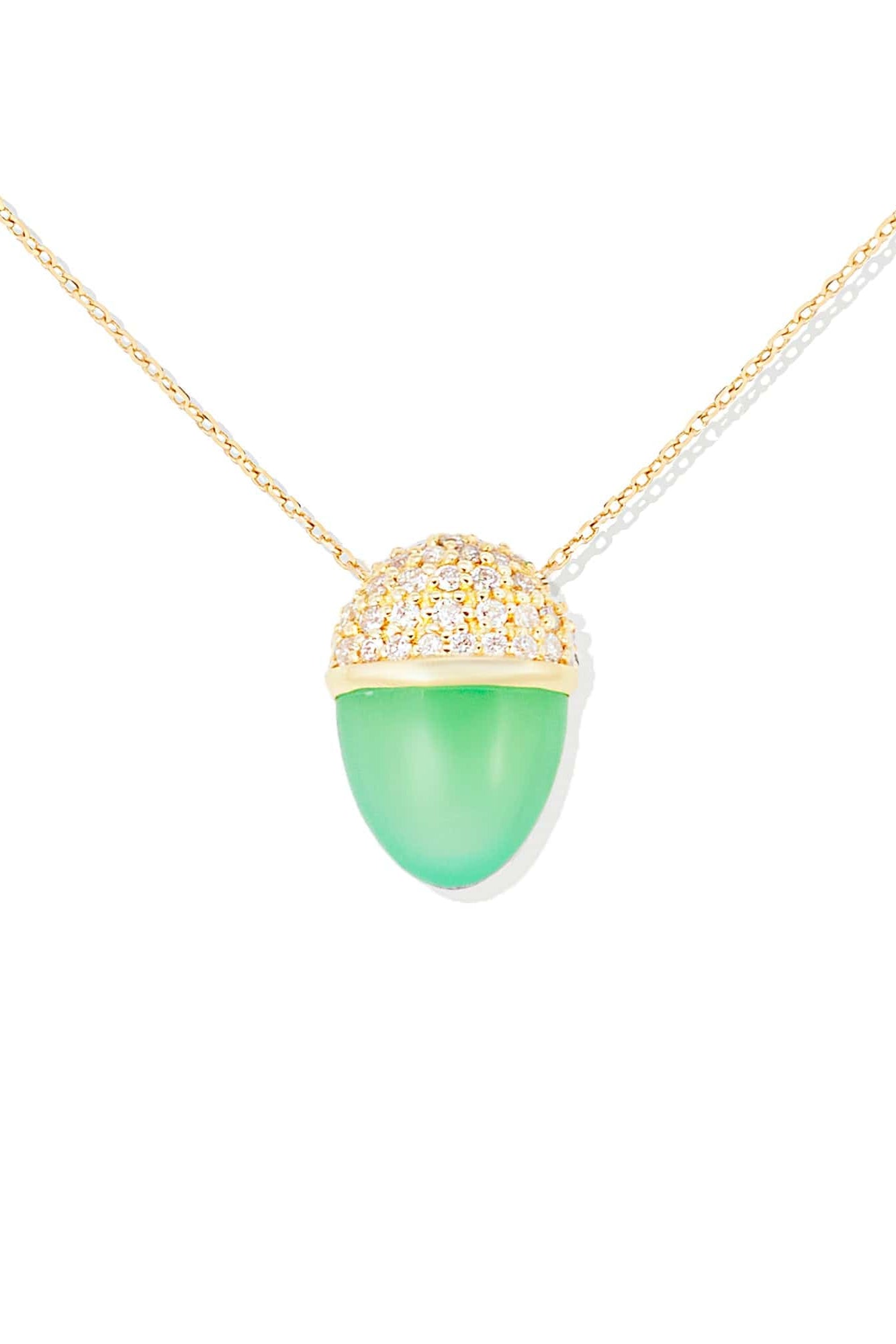 Campbell + Charlotte Found Cap Pendant Necklace - Chrysoprase & Diamond