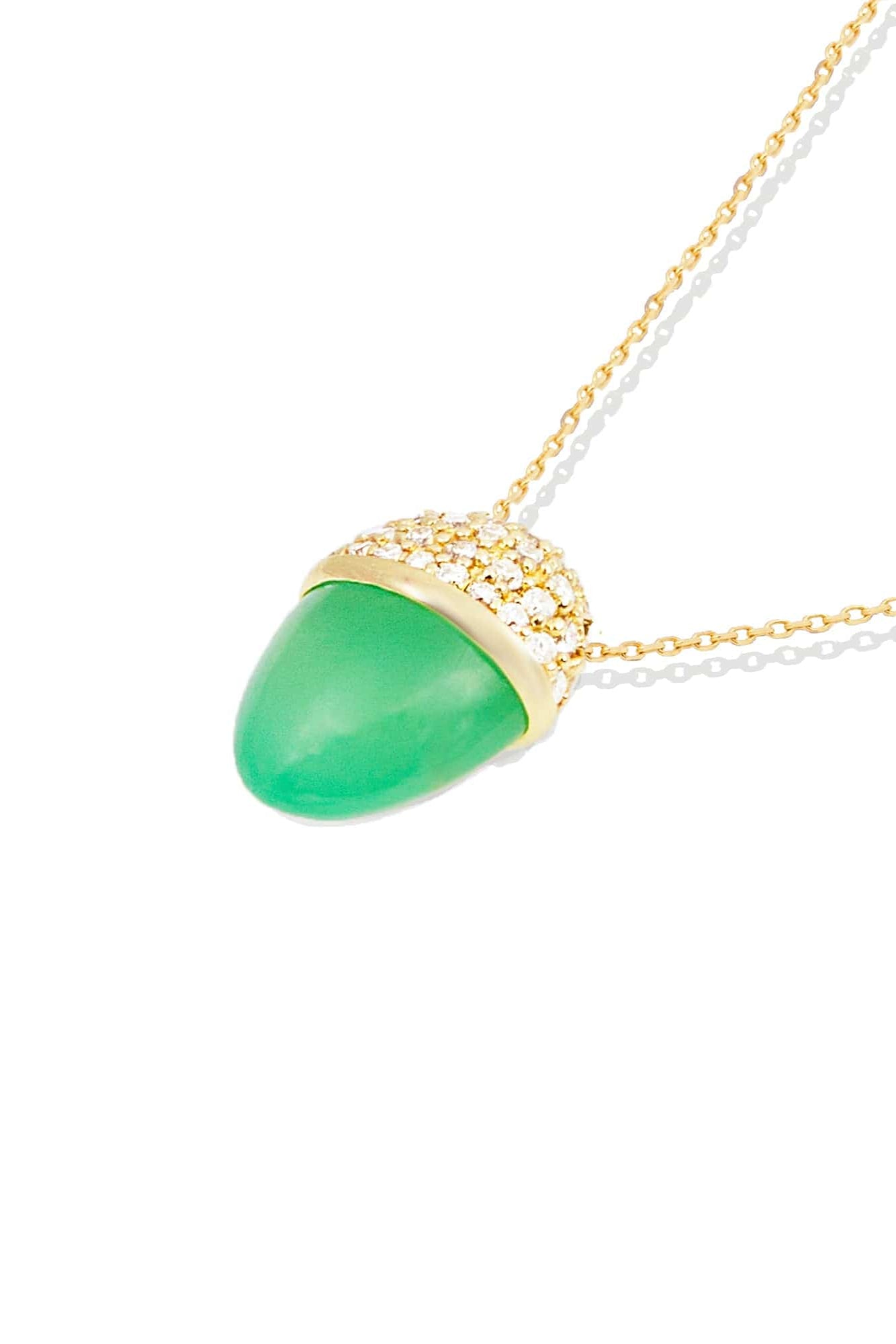 Campbell + Charlotte Found Cap Pendant Necklace - Chrysoprase & Diamond