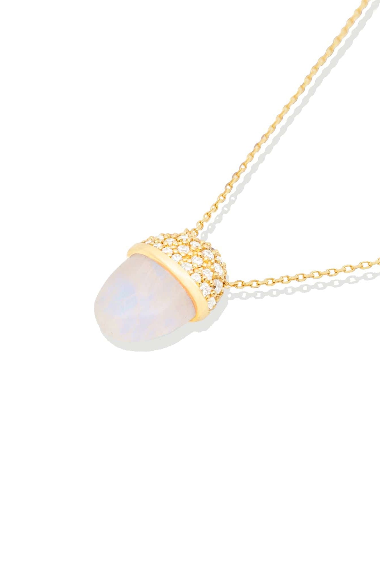 Campbell + Charlotte Found Cap Pendant Necklace - Rainbow Moonstone & Diamond