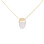 Campbell + Charlotte Found Cap Pendant Necklace - Rainbow Moonstone & Diamond