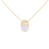 Campbell + Charlotte Found Cap Pendant Necklace - Rainbow Moonstone & Diamond