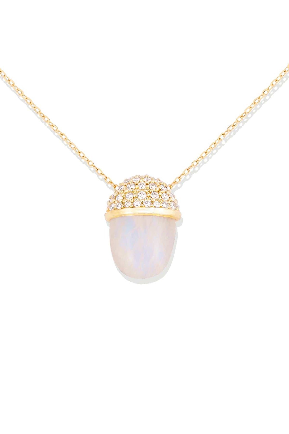 Found Cap Pendant Necklace Moonstone & Diamond