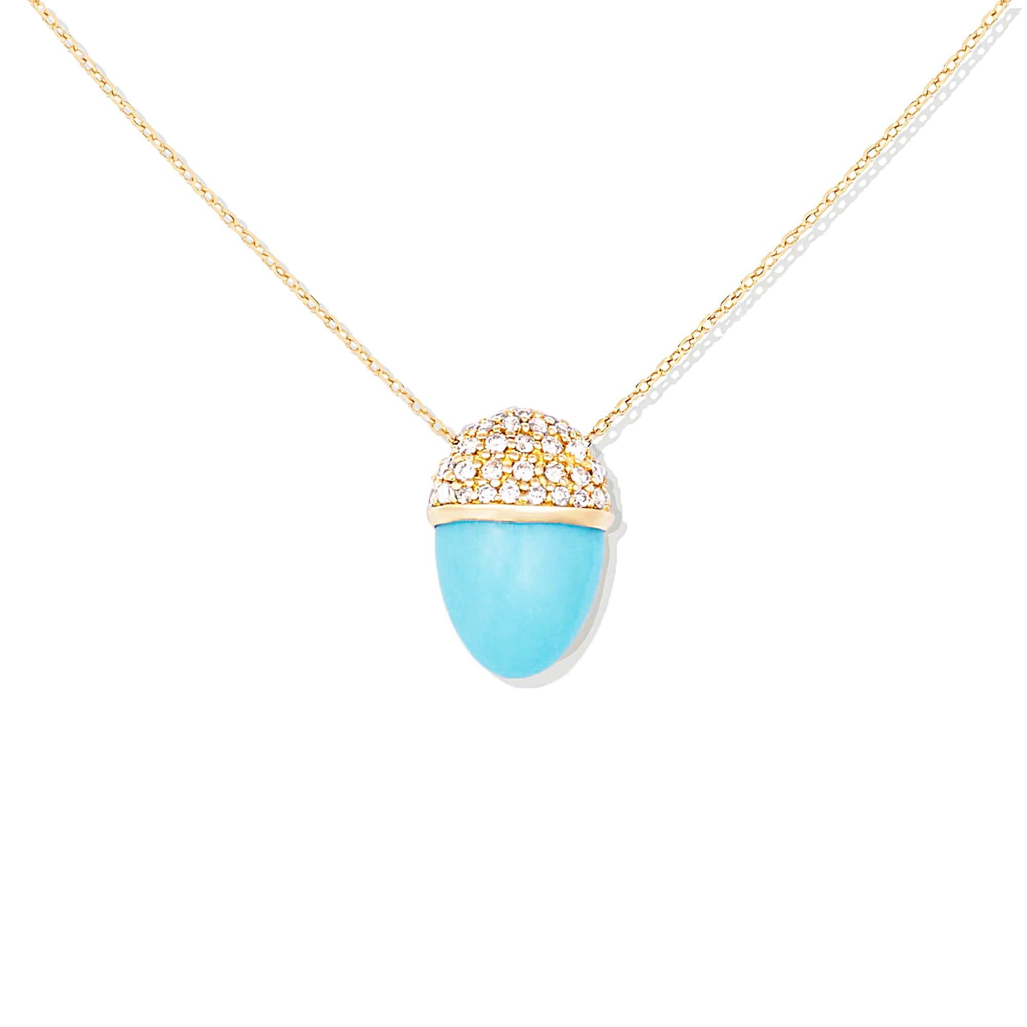 Campbell + Charlotte Found Cap Pendant Necklace - Turquoise & Brown Diamond