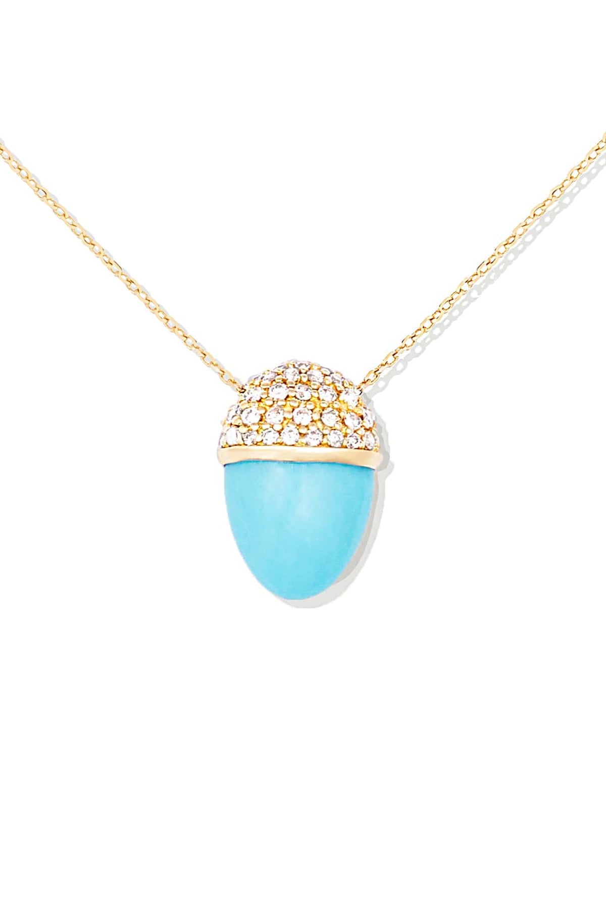 Found Cap Pendant Necklace Turquoise & Diamond