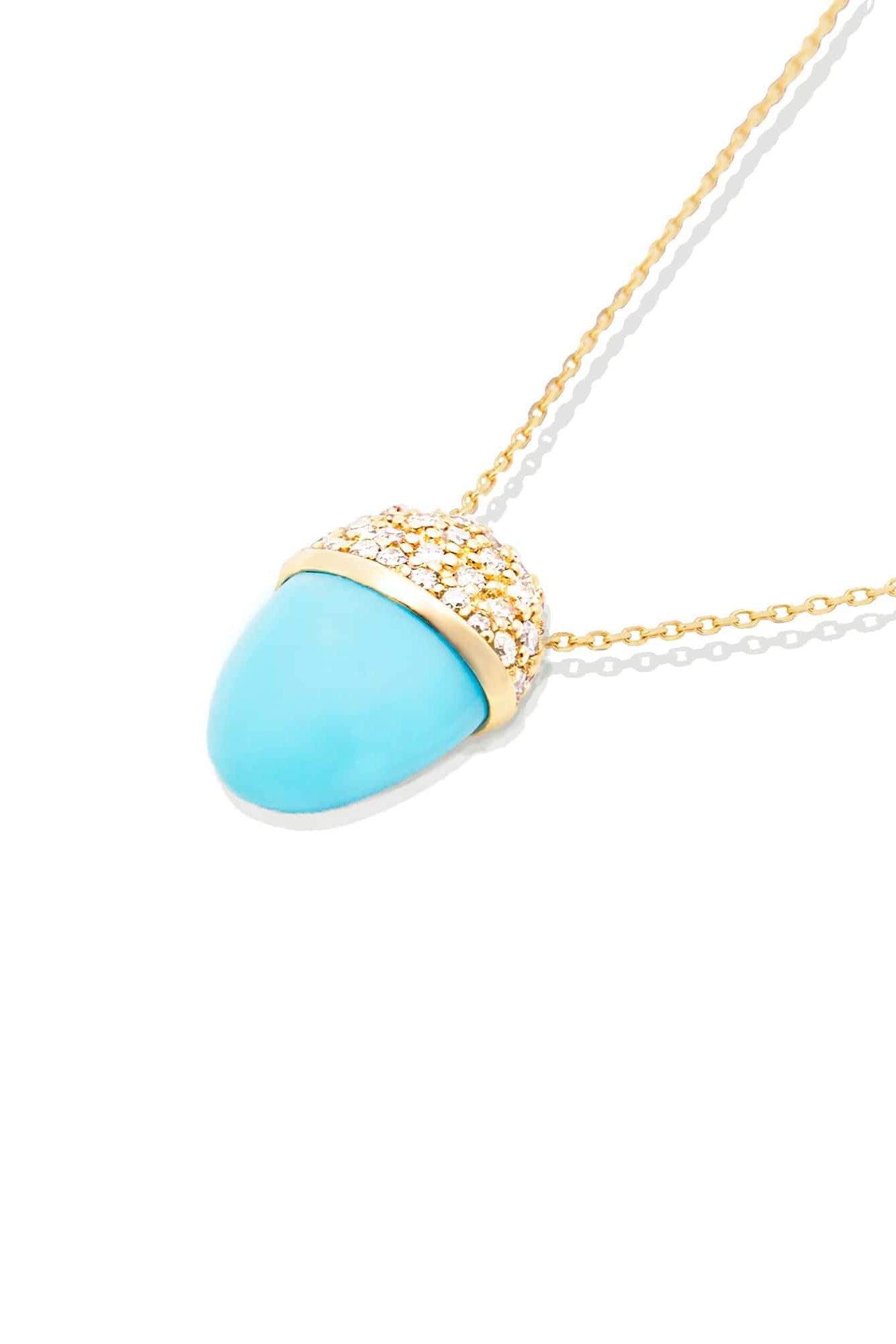 Campbell + Charlotte Found Cap Pendant Necklace - Turquoise & Brown Diamond