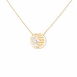 Campbell + Charlotte Found Small Disk Pendant Necklace - White Diamond & Moonstone