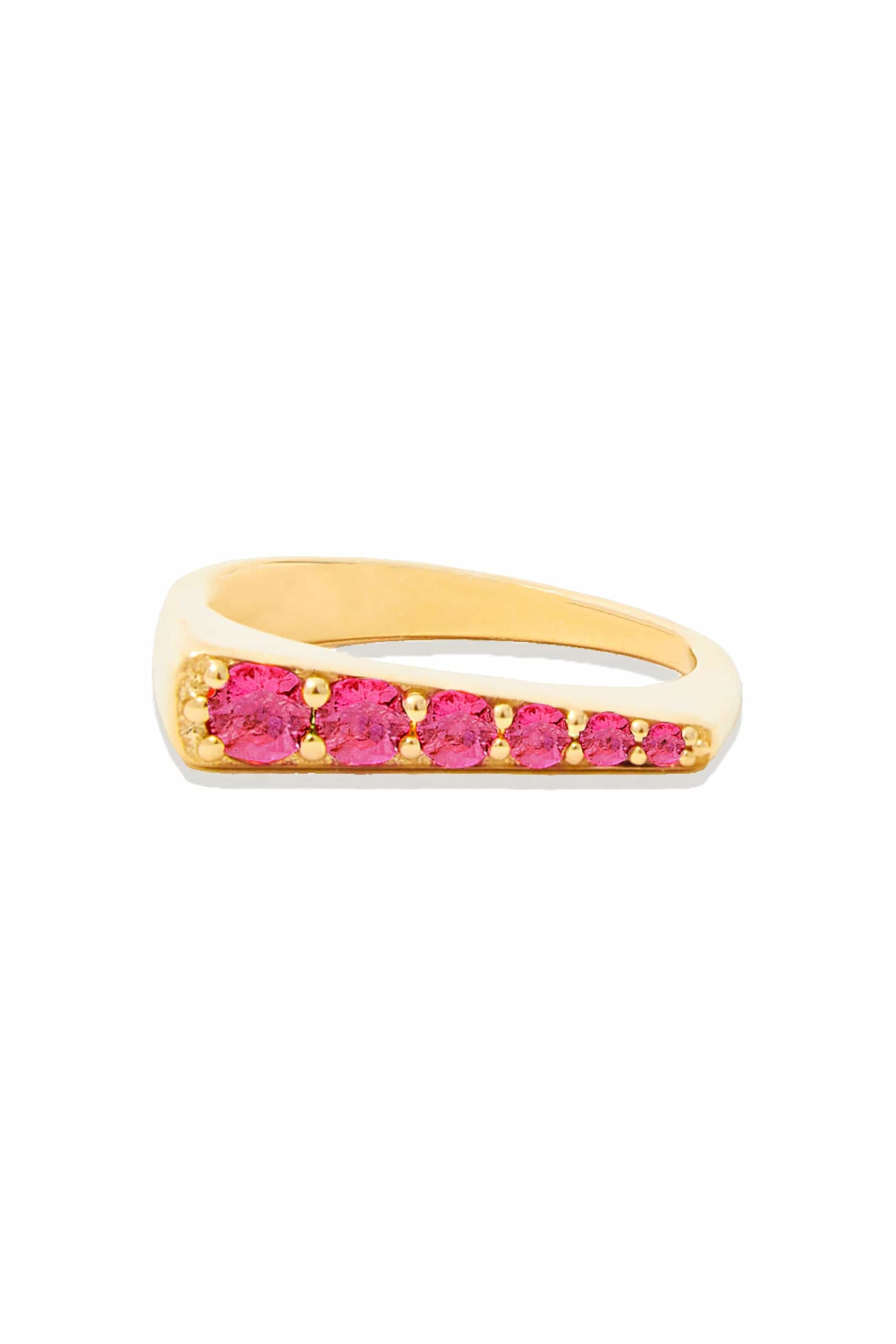 Campbell + Charlotte Ring The Edge Tapered Stacking Ring - Pink Sapphire