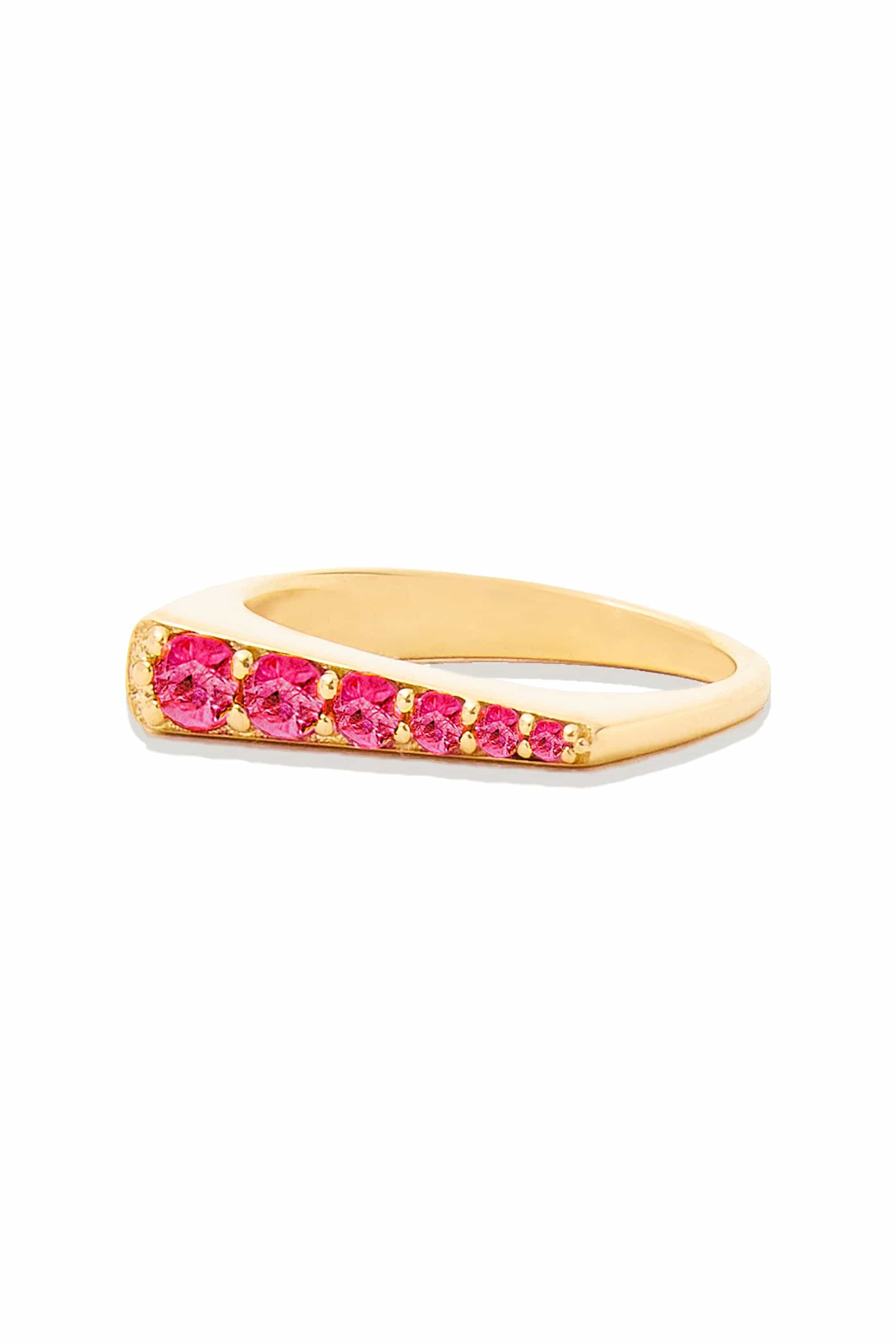 Campbell + Charlotte Ring The Edge Tapered Stacking Ring - Pink Sapphire