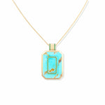 Campbell + Charlotte Spark Emerald Cut Pendant Necklace - Turquoise & Emerald