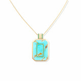 Campbell + Charlotte Spark Emerald Cut Pendant Necklace - Turquoise & Emerald