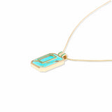 Campbell + Charlotte Spark Emerald Cut Pendant Necklace - Turquoise & Emerald