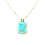 Campbell + Charlotte Spark Emerald Cut Pendant Necklace - Turquoise & Emerald