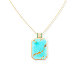 Campbell + Charlotte Spark Emerald Cut Pendant Necklace - Turquoise & Emerald