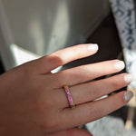 Campbell + Charlotte Spark Etched Stacking Band Ring - Pink Sapphire