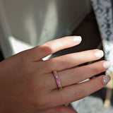 Campbell + Charlotte Spark Etched Stacking Band Ring - Pink Sapphire