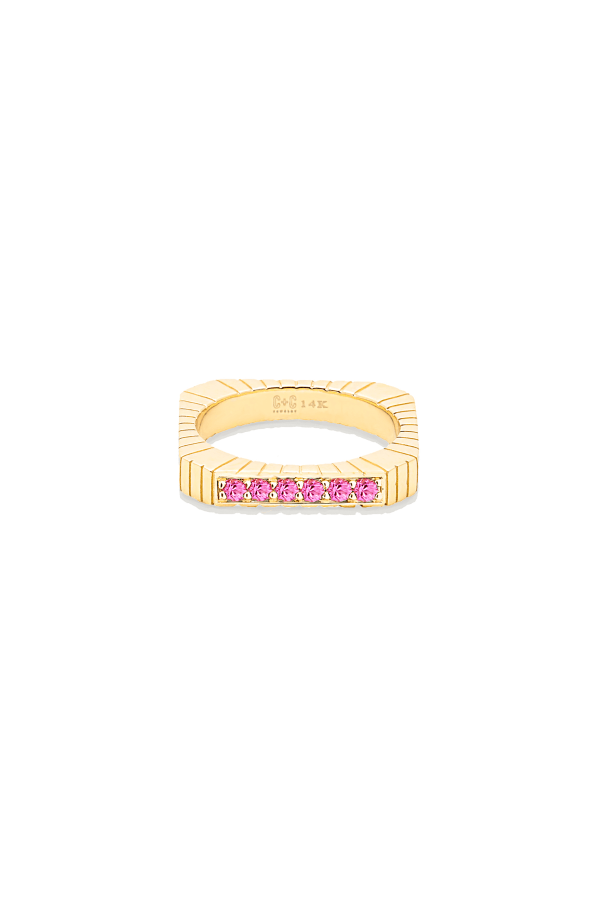 Spark Etched Stacking Band Ring Sapphire
