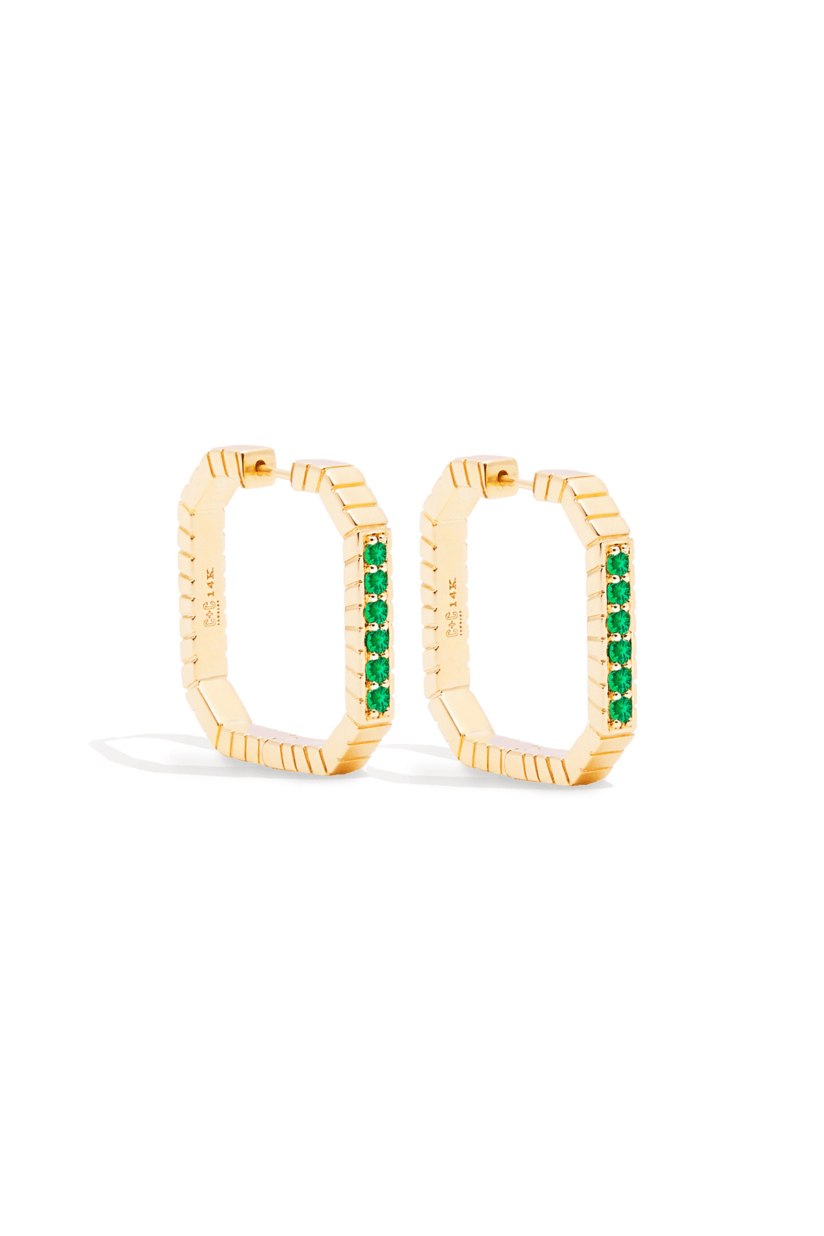 Spark Octagon Hoop Earring Emerald