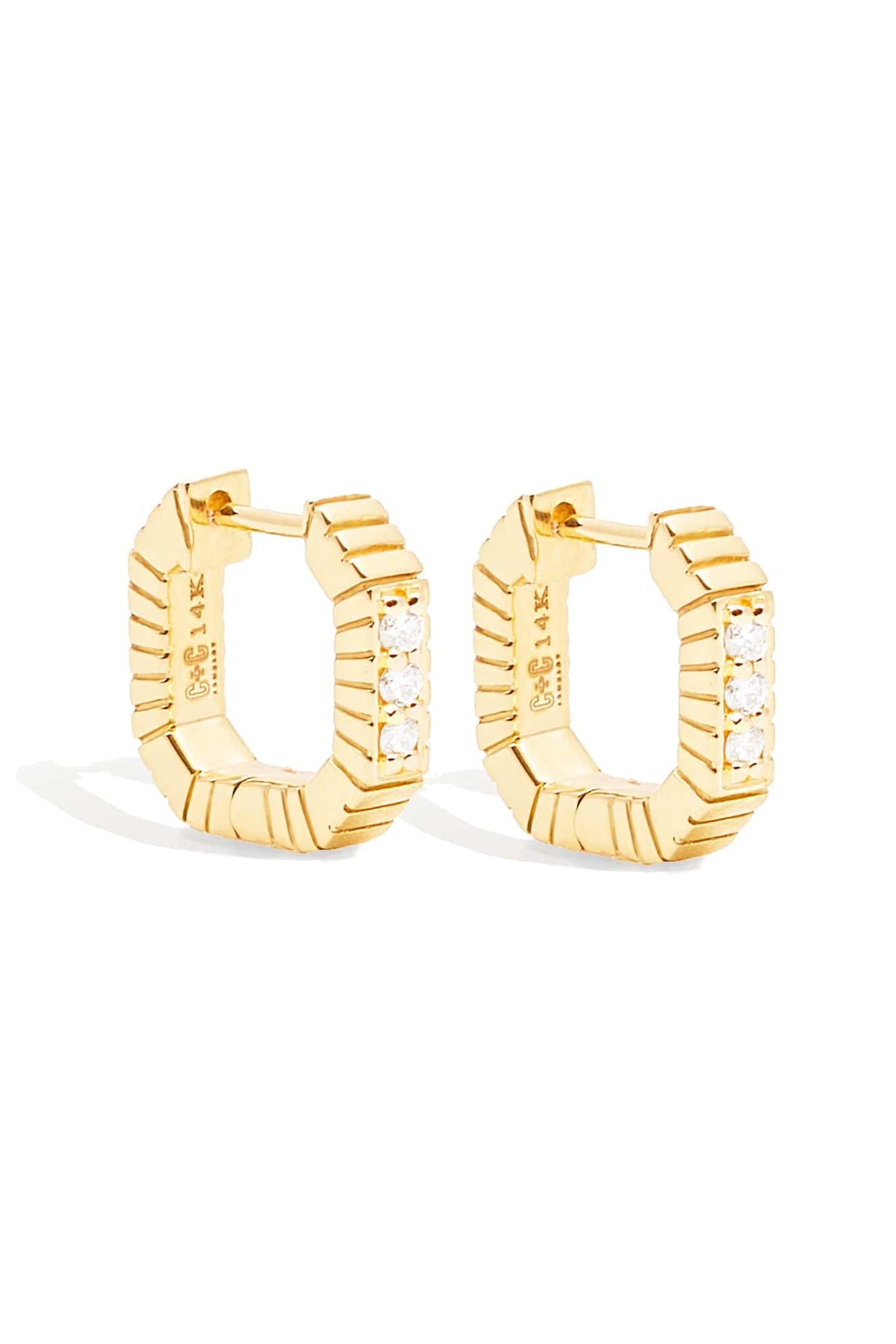 Campbell + Charlotte Spark Octagon Huggie - Diamond