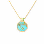 Campbell + Charlotte Spark Octagon Pendant Necklace - Turquoise & Emerald