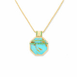 Campbell + Charlotte Spark Octagon Pendant Necklace - Turquoise & Emerald